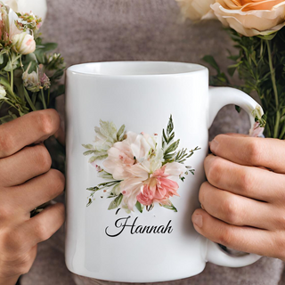 Mug avec design fleuri en UV DTF