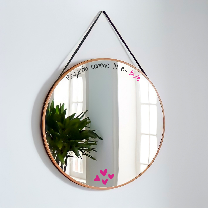 Miroir personnalisé avec stickers UV DFT