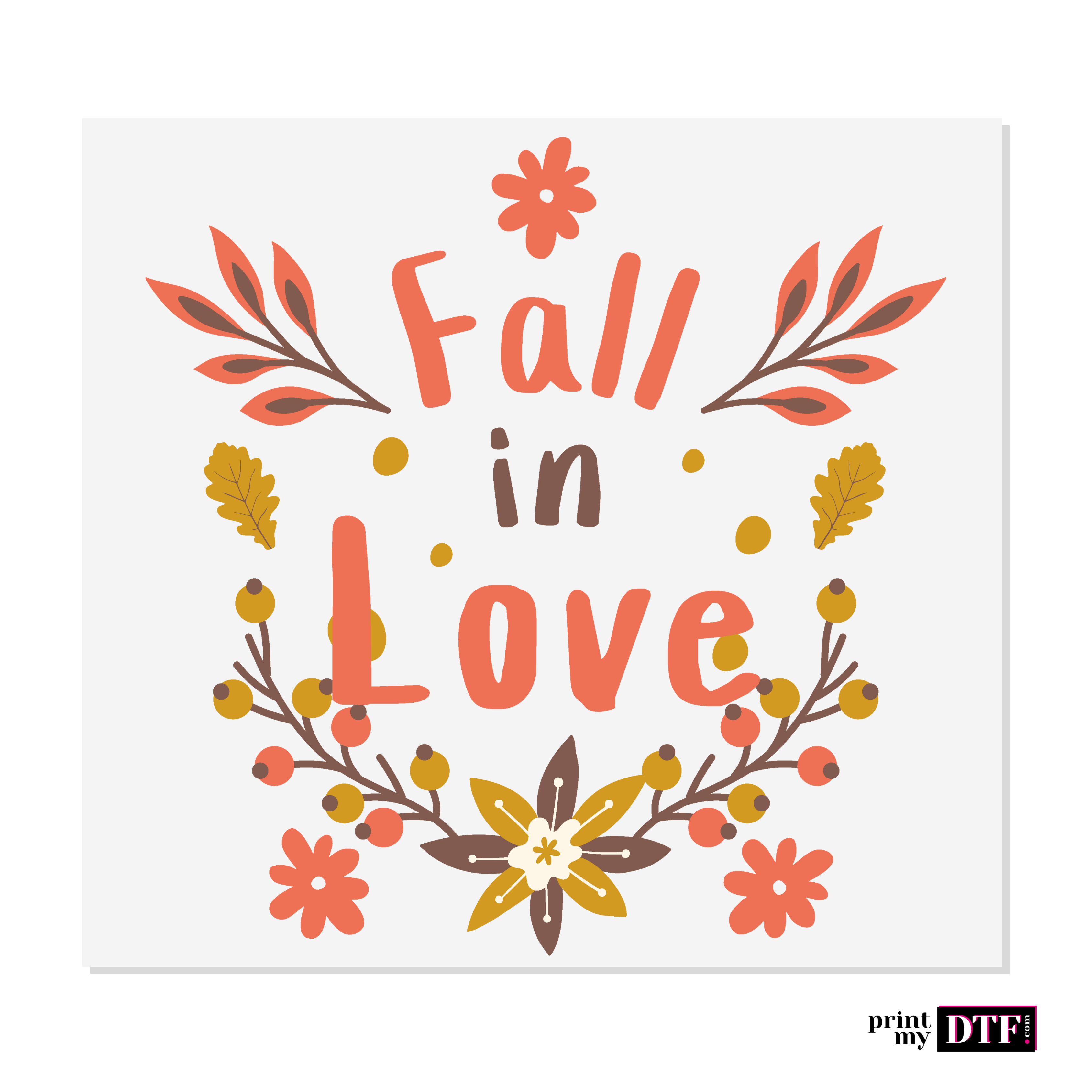 Design prêt à presser - Fall in love - Transfert DTF