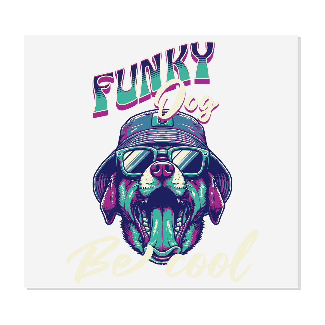 Design prêt à presser - Funky dog - Transfert DTF