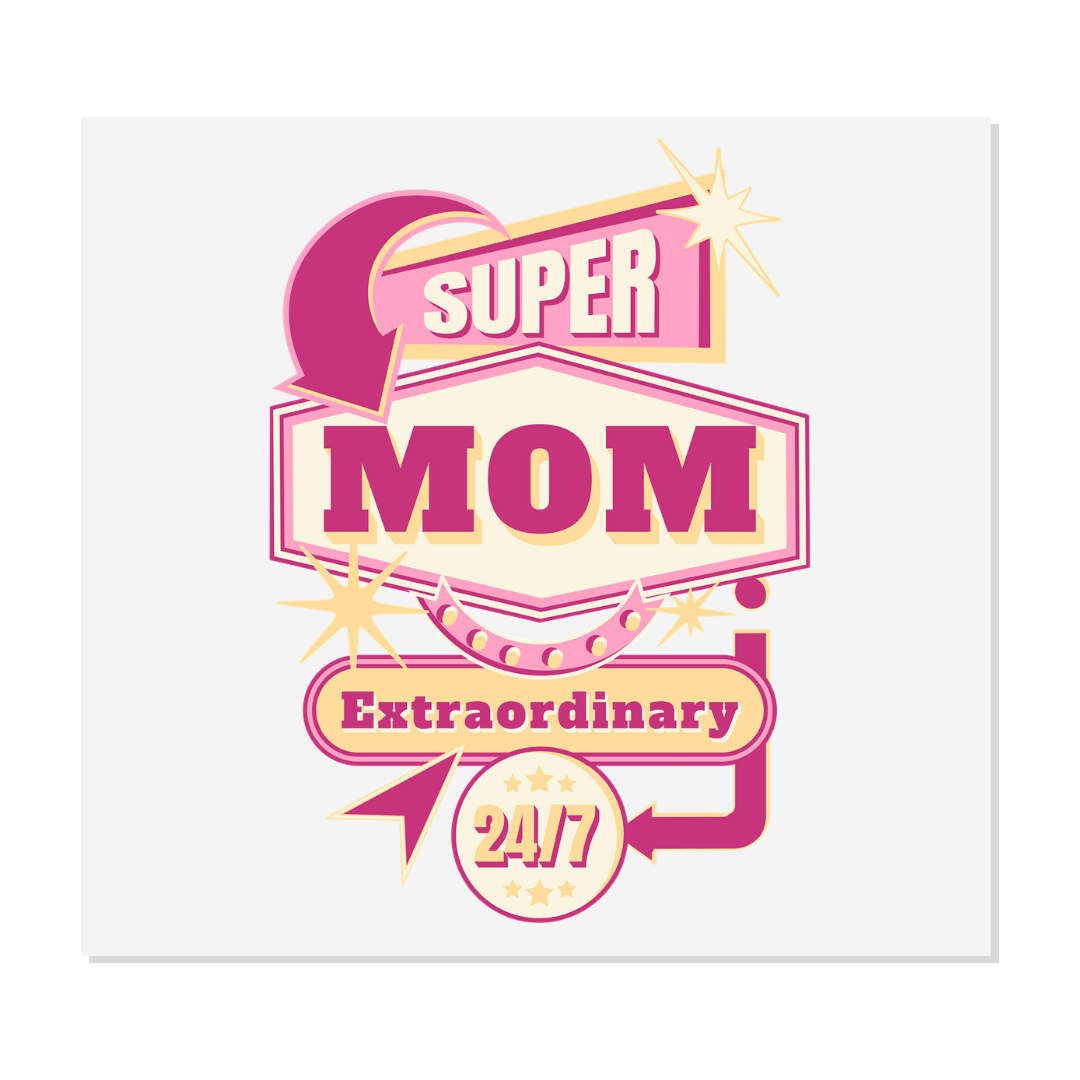 Design prêt à presser - Super Mom - Transfert DTF