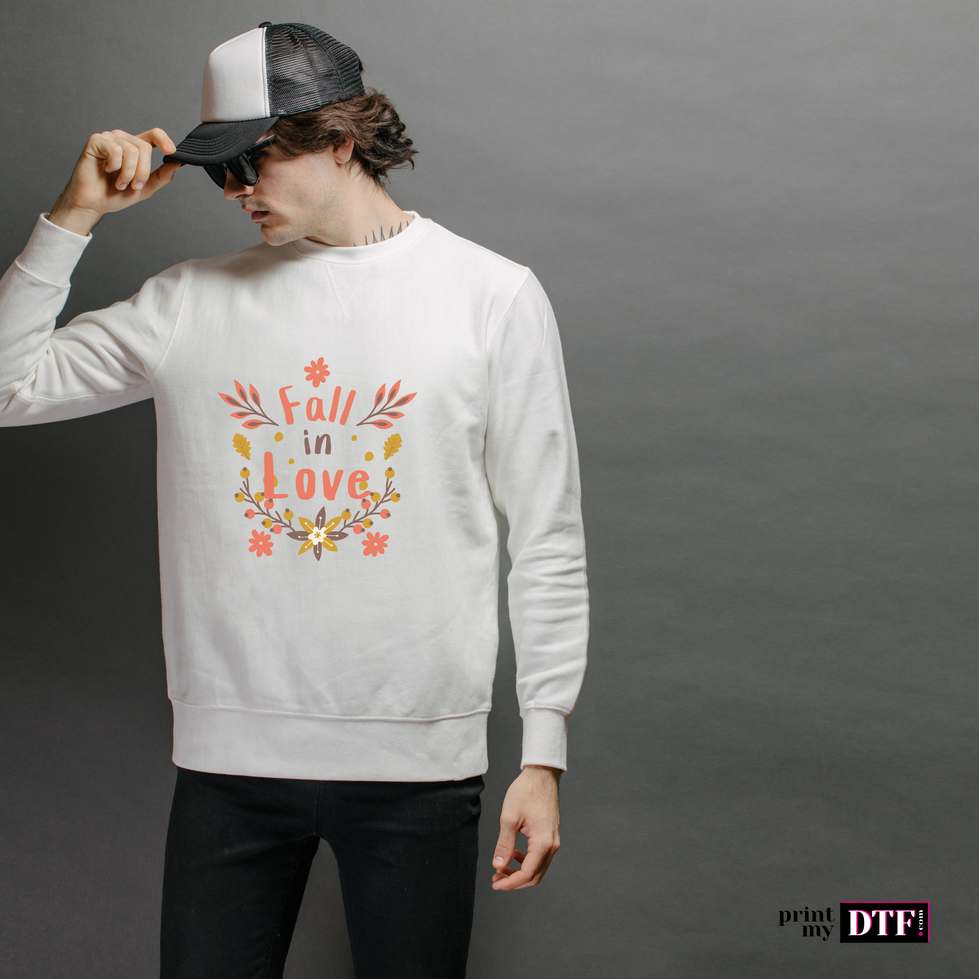 Design prêt à presser - Fall in love - Transfert DTF