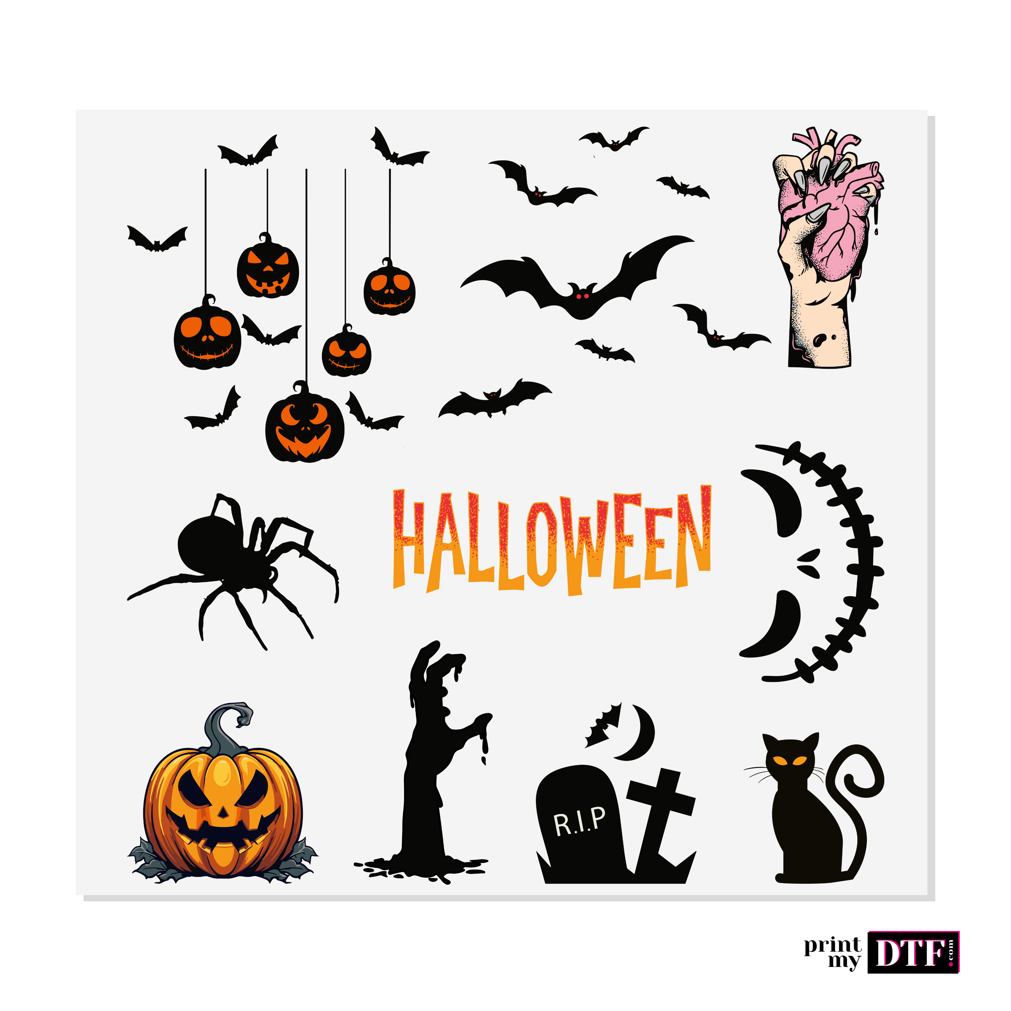 Sticker prêt à poser - Planche Halloween - Sticker UV DTF