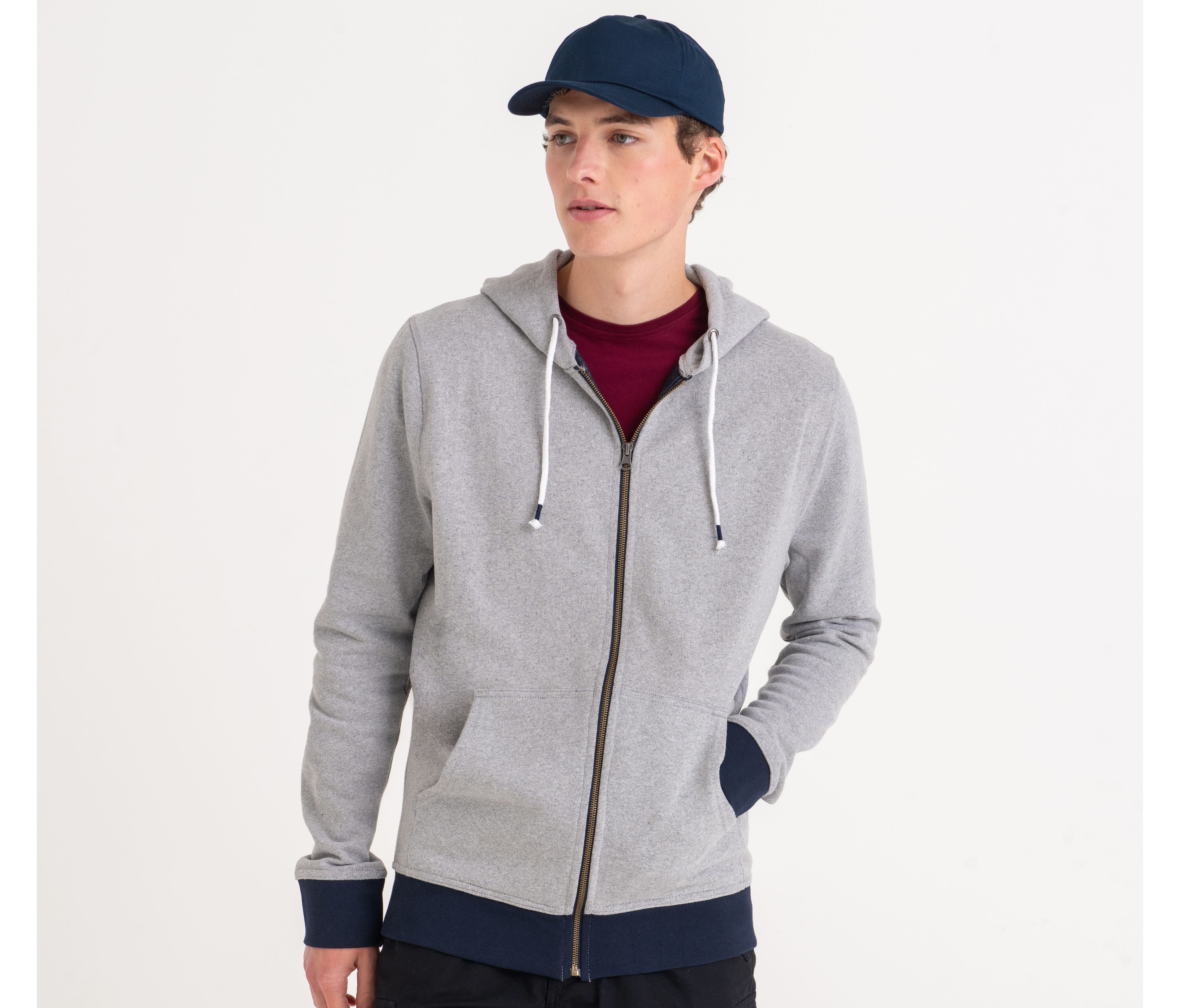 Sweat capuche zippé en coton recyclés - ECOLOGIE - #EA051