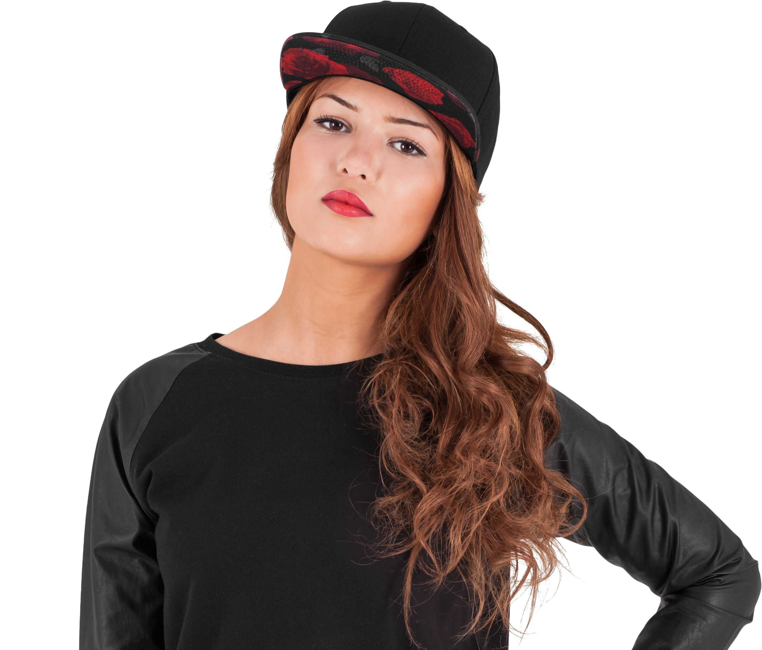 Casquette 6 pans impression rose sur la visière - FLEXFIT - #F6089R